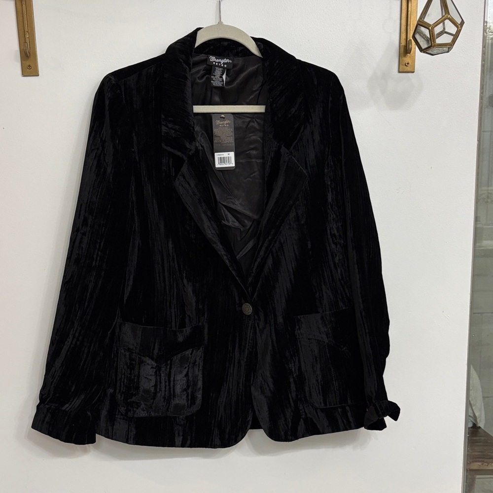 Wrangler NWT Black Velvet Single-Button Blazer